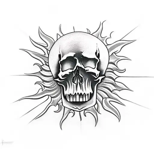 Skull And Darkness Mixed With Sun And Peace