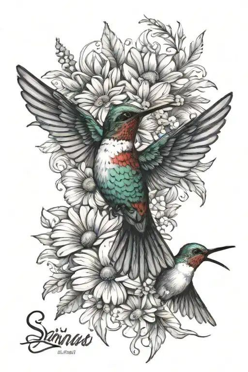 Memorial Tattoo For My Nana With A Hummingbird And Daisies