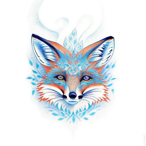Fox And Blue Bird And Flowes