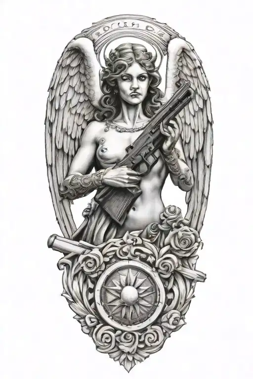 Angel Holding Gun Shooting