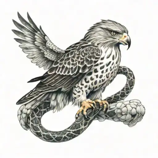 Hawk With Snake Around
