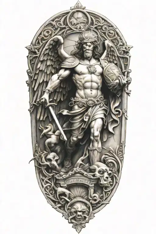 Saint Michel Slaying Demons