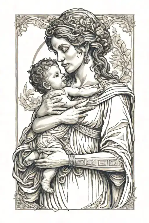 Greek Goddess Holding Baby