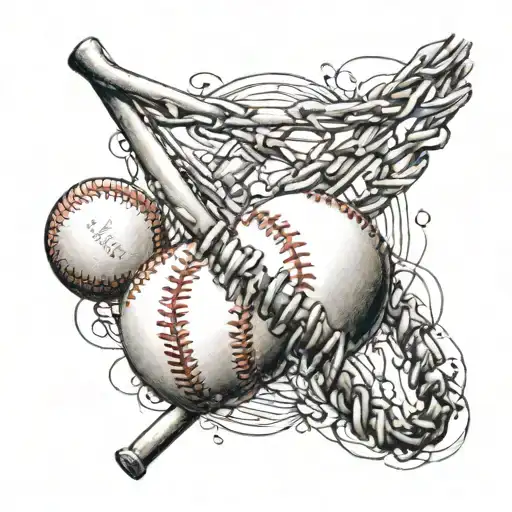 Baseball Tattoo With Dna Strand