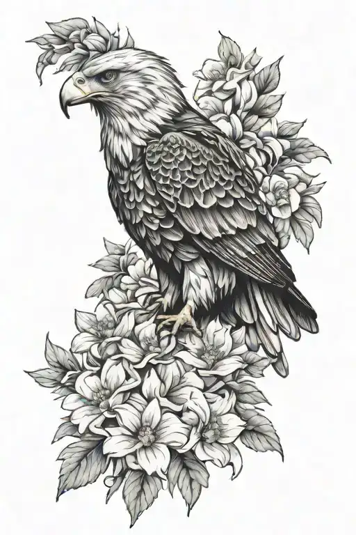 An Eagle With Flowers