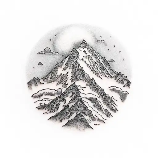 Mountain Range Wreathed With Clouds