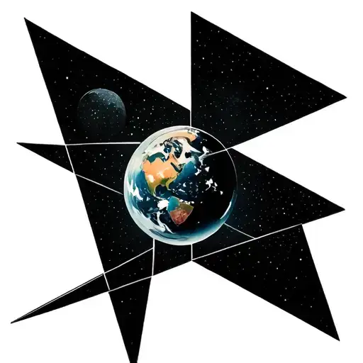 Unique Black 2X2 Geometrical Out If This World Minimalist