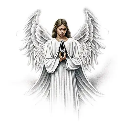 Angel Gabriel Blowing Into Trumpet