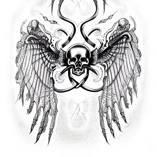 Skull Wings Spider Celtic