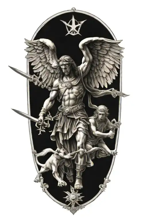 Saint Michel Slaying Demons