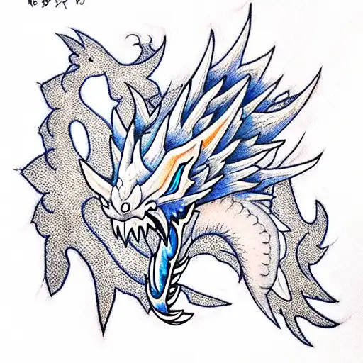 Blue Dragon With Orange Wings