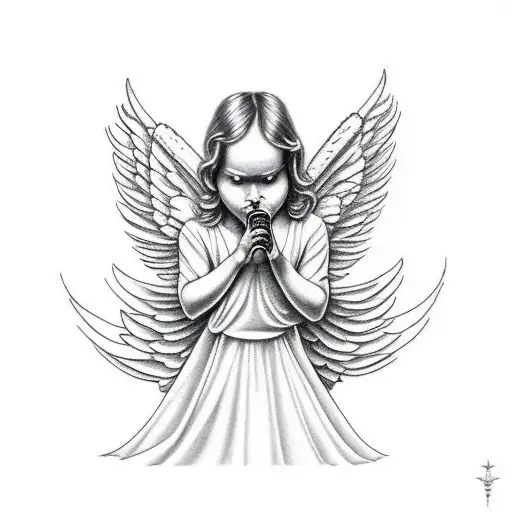 Angel Gabriel Blowing Into Trumpet