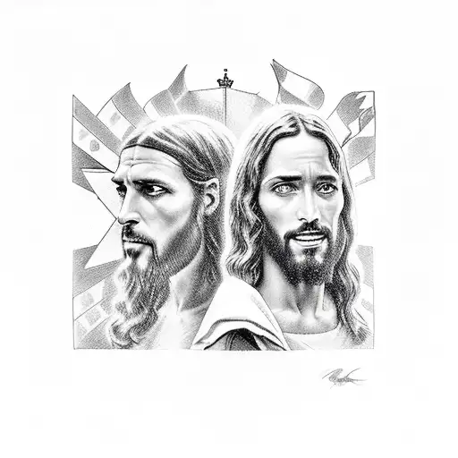 Jesus And The Devil Play Chess Sitting