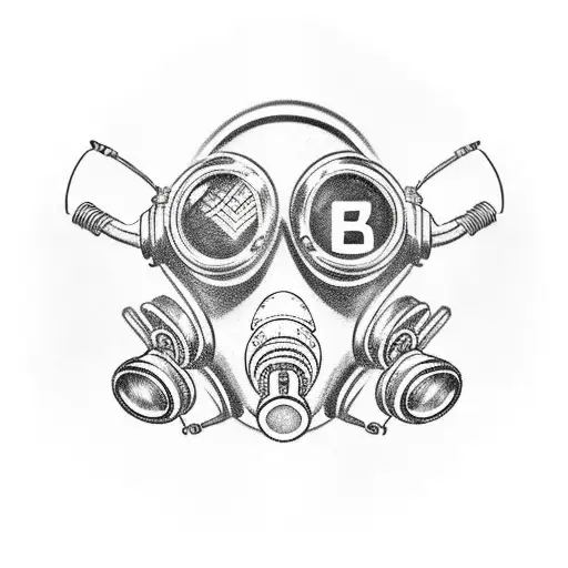 Chernobly Background With Gas Mask Person And Ukraine Lettering