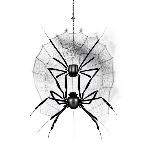 Black Widow Spider Hanging Form A Web