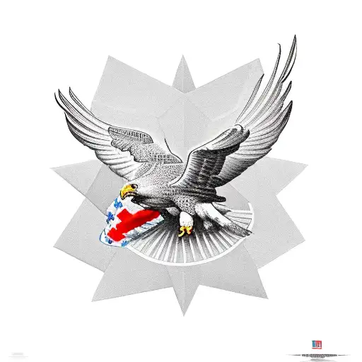 Anerican Eagle With Shredded Ussr Flag In Talons