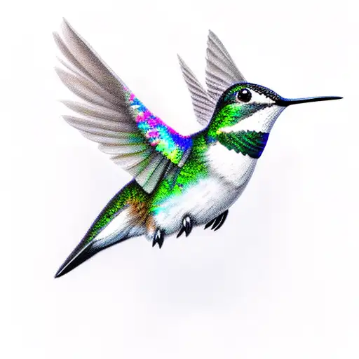 Ruby Throated Hummingbird With 0706 Hidden In The Wing