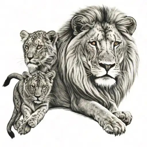 Lion And Three Little Lions