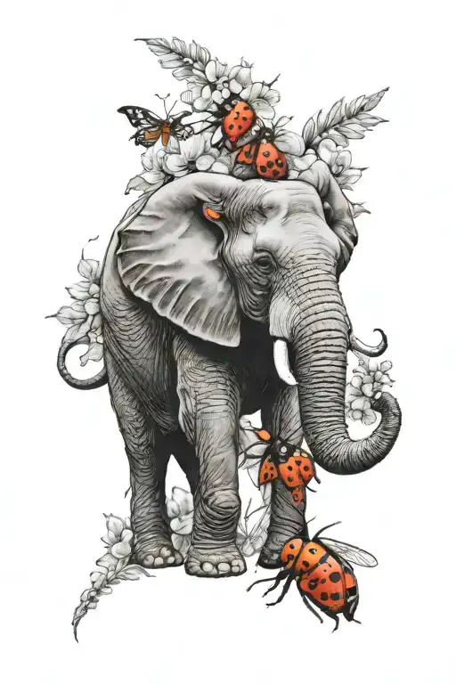 Elephant With Ladybugs