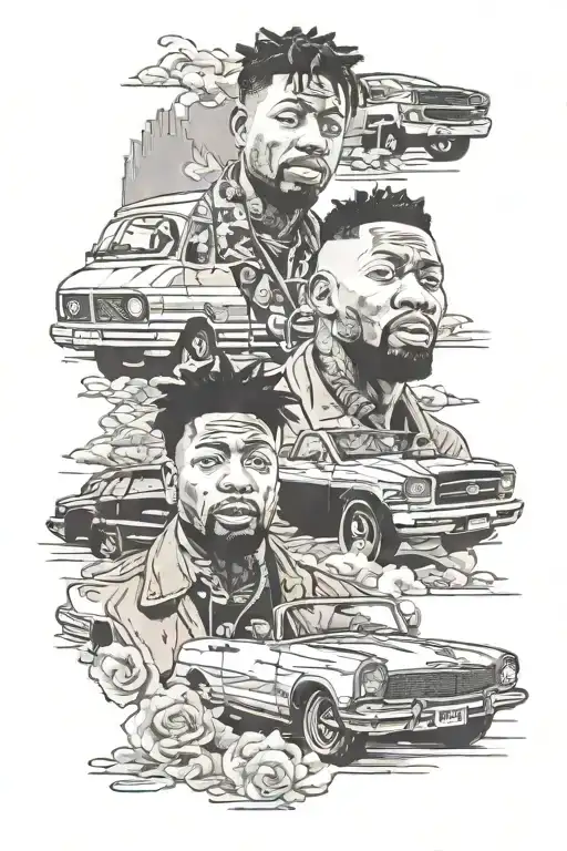 21 Savage With 50 Cent In A Car Driving