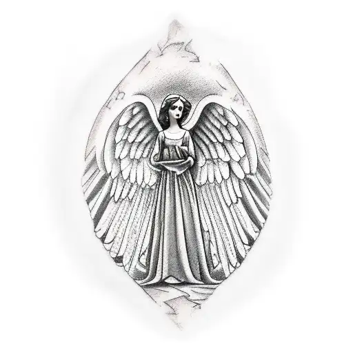 Angel Hanging Off A Ancient Building