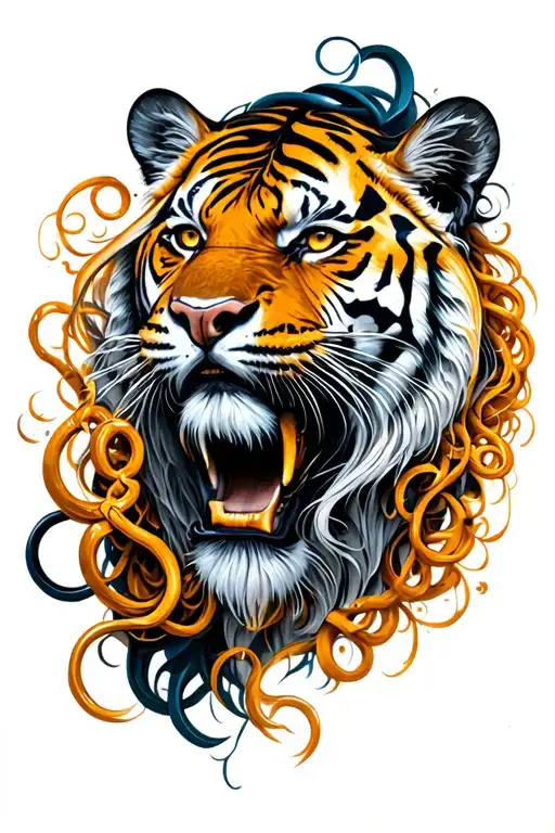 Tiger Medusa Head Surrounded