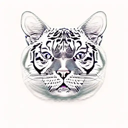 Half Head British Shorthair Cat And Half Tiger Head