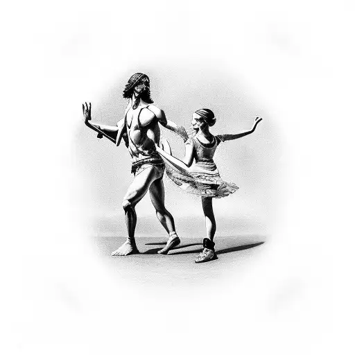 2 People Danse With Cross Jesus And A Little Girl