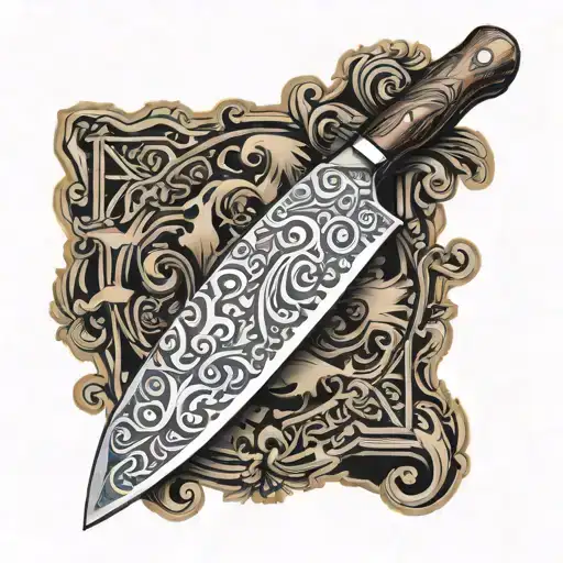 A Chef's Knife With A Psychedelic Smoke Trail