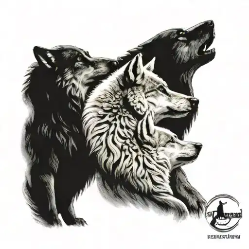 Three Wovles Howling Moon