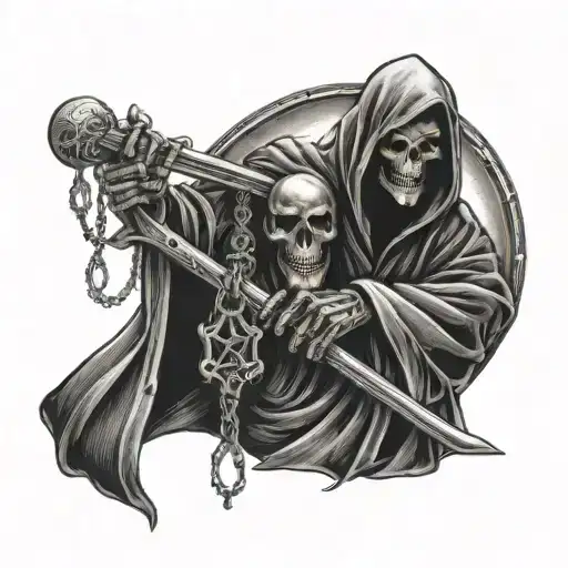 Grim Reaper Holding A Scythe Hanging Pendant