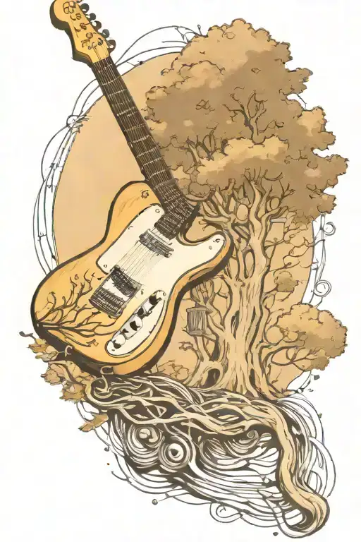 Telecaster Guitar And Tree And Vacuum Tube