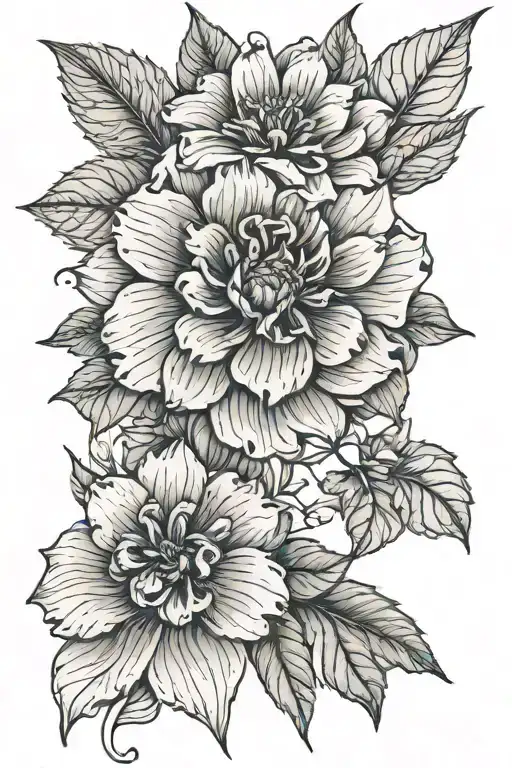 Flower With Fine Line And Hidden Face