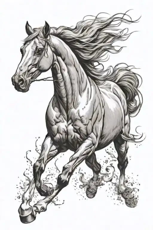 Running Horse With Long Mane
