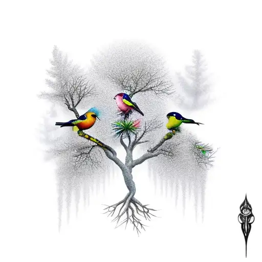 Tree Birds Gates