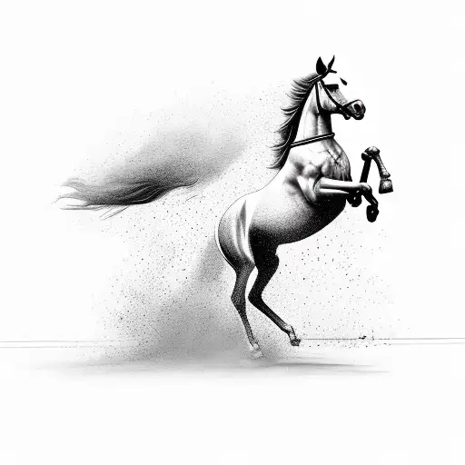 A Horse Jumping Over Military Obstacles