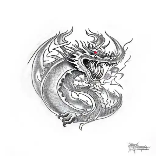 Satanic Dragon Engulfed In Flames