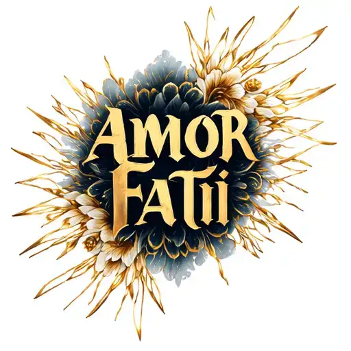 Amor Fati Word With Golden Threads Along It Full Sleeve