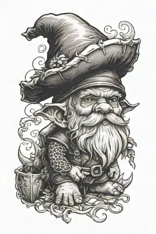 Dark Gnome Calf Sized Tatto