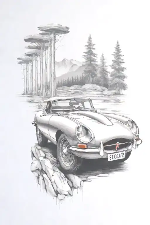 E Type Car Mountian Background