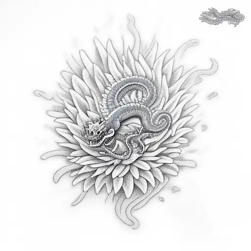Chrysanthemum And Dragon Breathing Fire