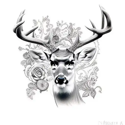 Neck Tattoo Deer