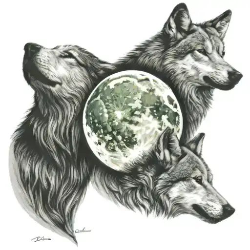 Three Wovles Howling Moon