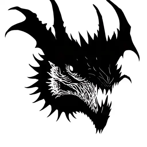 Drogon Silhouette In Black With The Eye And Druggles Nose In The Silhouette