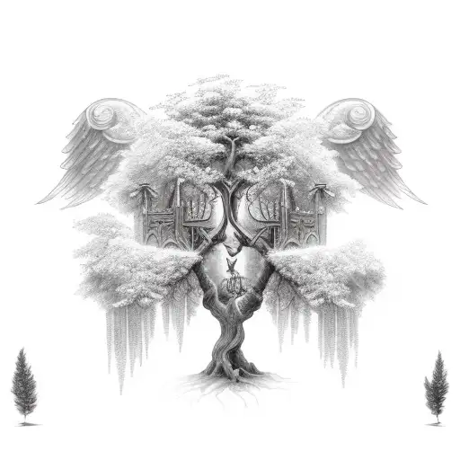 Tree With Gates And Angels