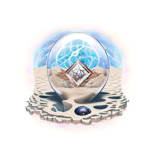 Shattered Hourglass With The Universe Escaping From The Top Side And An Arid Ladscape On The Bottom