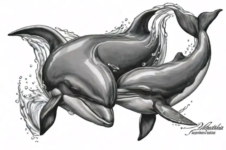 2 Dolphins Mother And Son