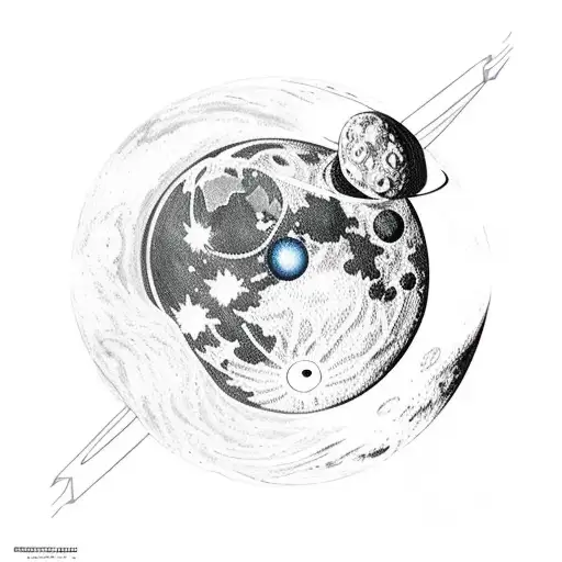 Astronaut Sitting Down In The Moon Watching The Earth Full Of Building And Proud Of His Travel