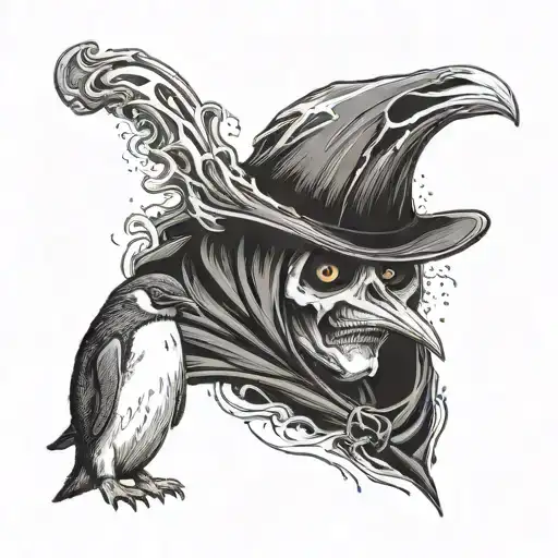 Penguin Dressed As Grim Reaper