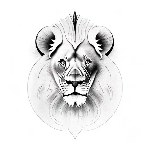 Lion In Middle With Boy On Left And Girl On Right